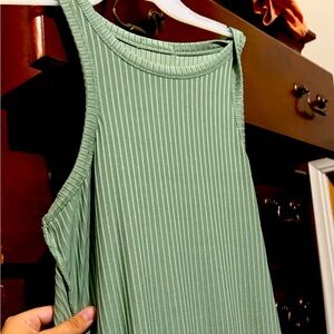 Green Sleeveless Ribbed dress